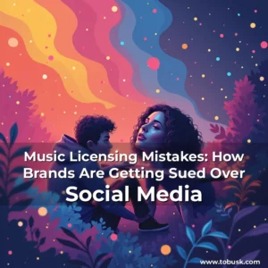 Artistic representation for Music Licensing Mistakes: How Brands Are Getting Sued Over Social Media