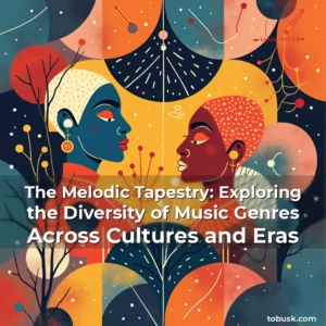 Artistic representation for The Melodic Tapestry: Exploring the Diversity of Music Genres Across Cultures and Eras